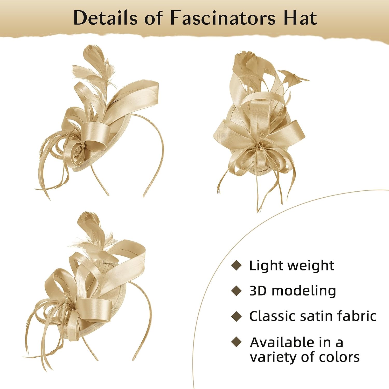 American Trends Fascinators for Women, Derby Tea Party Wedding Church Feather Hat with Headband & Hair Clip Flower Pink