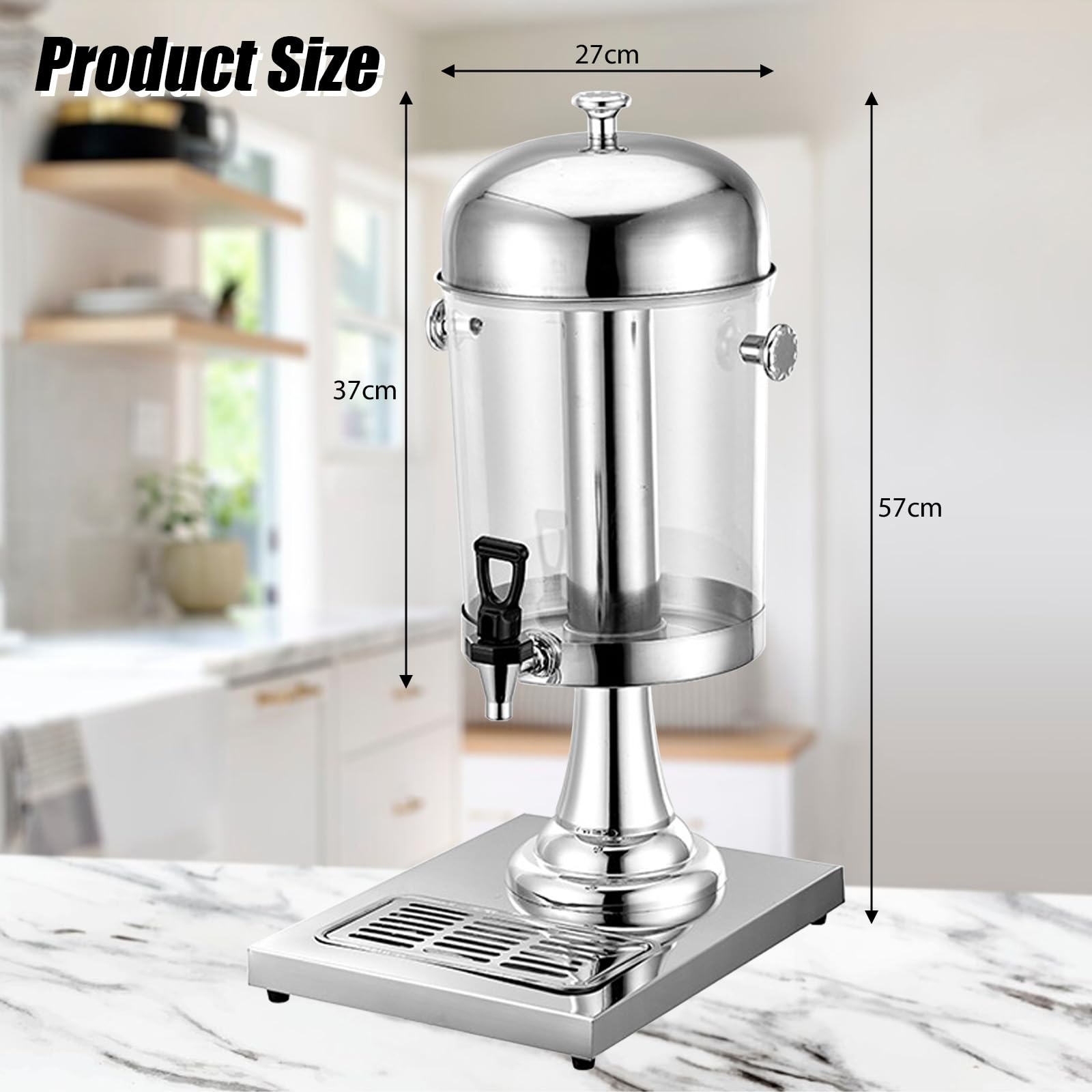 Dispensador de zumo, sistema de refrigeración, dispensador de bebidas de 8 L con grifo, dispensador profesional de zumo gastro, 8 litros, con unidad de refrigeración y dispositivo de goteo, diseño