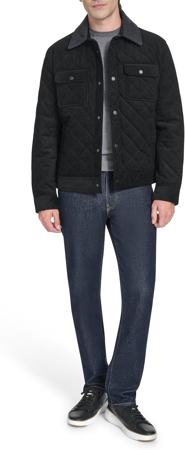 Cole Haan Men's Diamond Quilt Corduroy Barn Jacket - Image 2