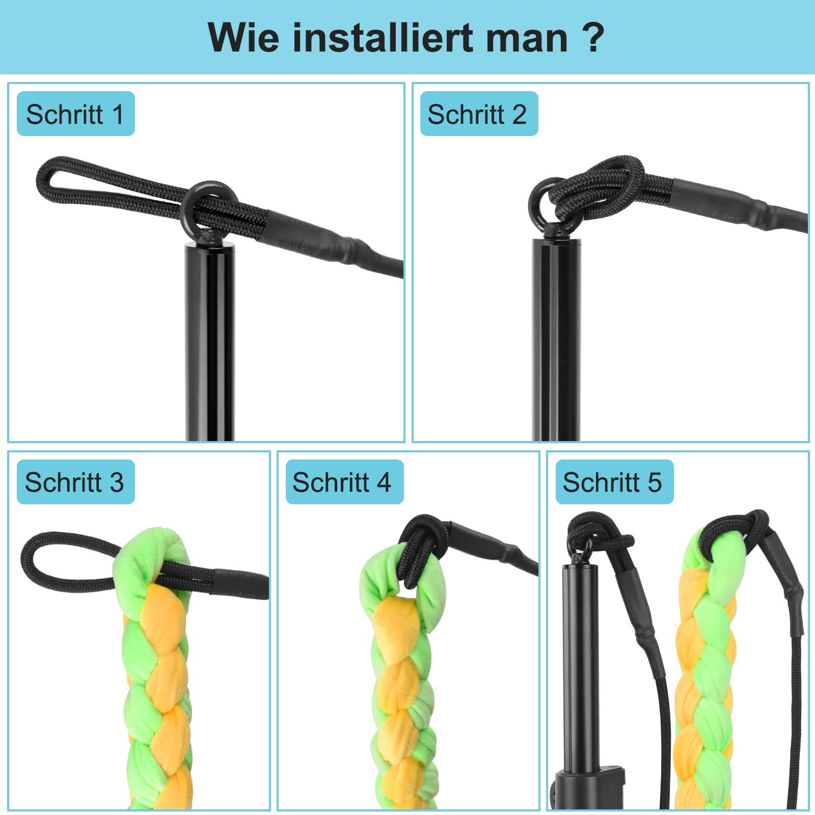 ETACCU Reizangel Hunde Große Hunde, Hundespielzeug Ausziehbar, 150cm Flirt Pole mit Seil Spielzeug, Hundespielzeug Für Kleine & Mittlere & Große