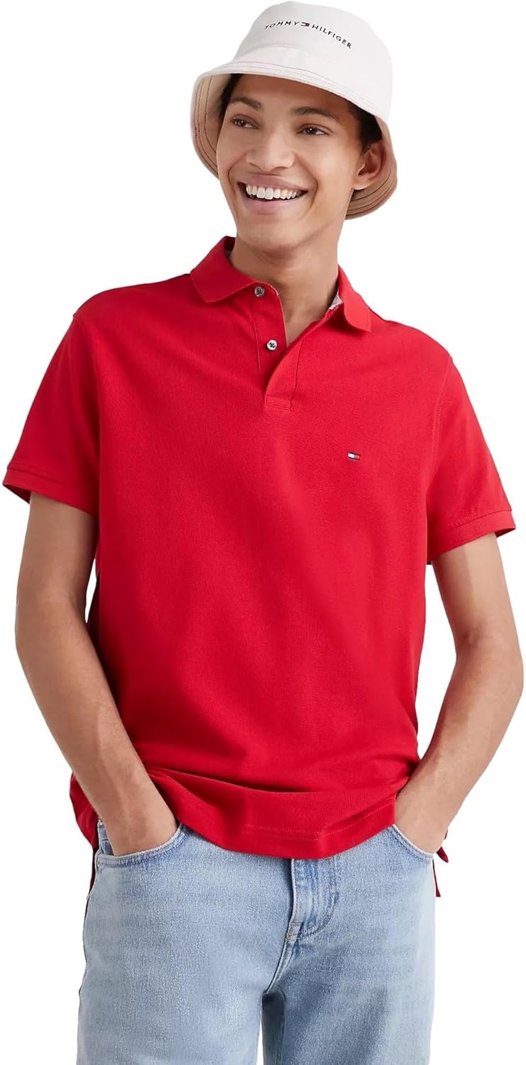 TOMMY HILFIGER Men's Polo Shirt Regular Fit, PrimaryRed, XXL