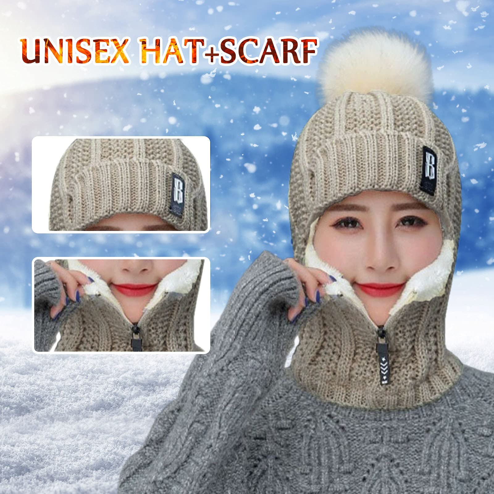 AUNEVN Winter Warme Muts Gebreide Buitenmuts Winter Wollen Kappers Neutrale Hoeden Voor Volwassenen Dames Muts Rood/Blue/One Size