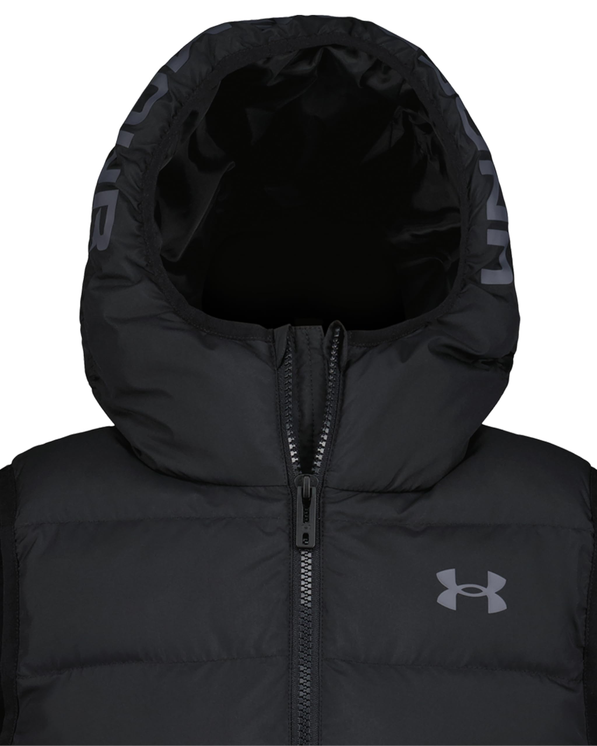 Under Armour Jungen Pronto Colourblock Puffer Weste mit UA Storm – wasserabweisender, gefütterter Bodywarmer mit Kapuze, durchgehender Reißverschluss