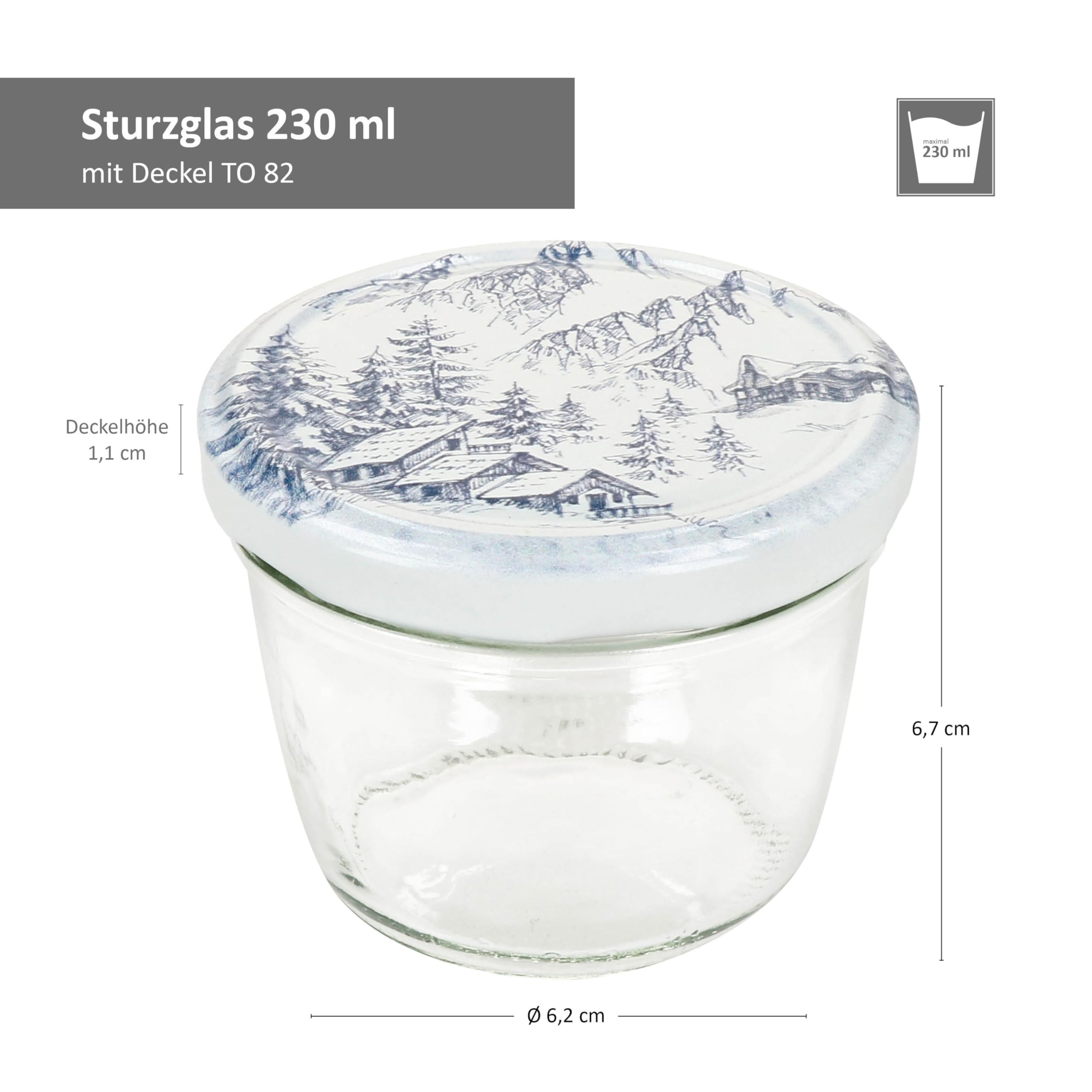 MamboCat Lot de 100 bocaux en verre de 230 ml avec couvercle à visser Alpen I Bocaux de conservation + 82 couvercles avec recette de sucre diamant I Bocaux de conservation et stérilisation
