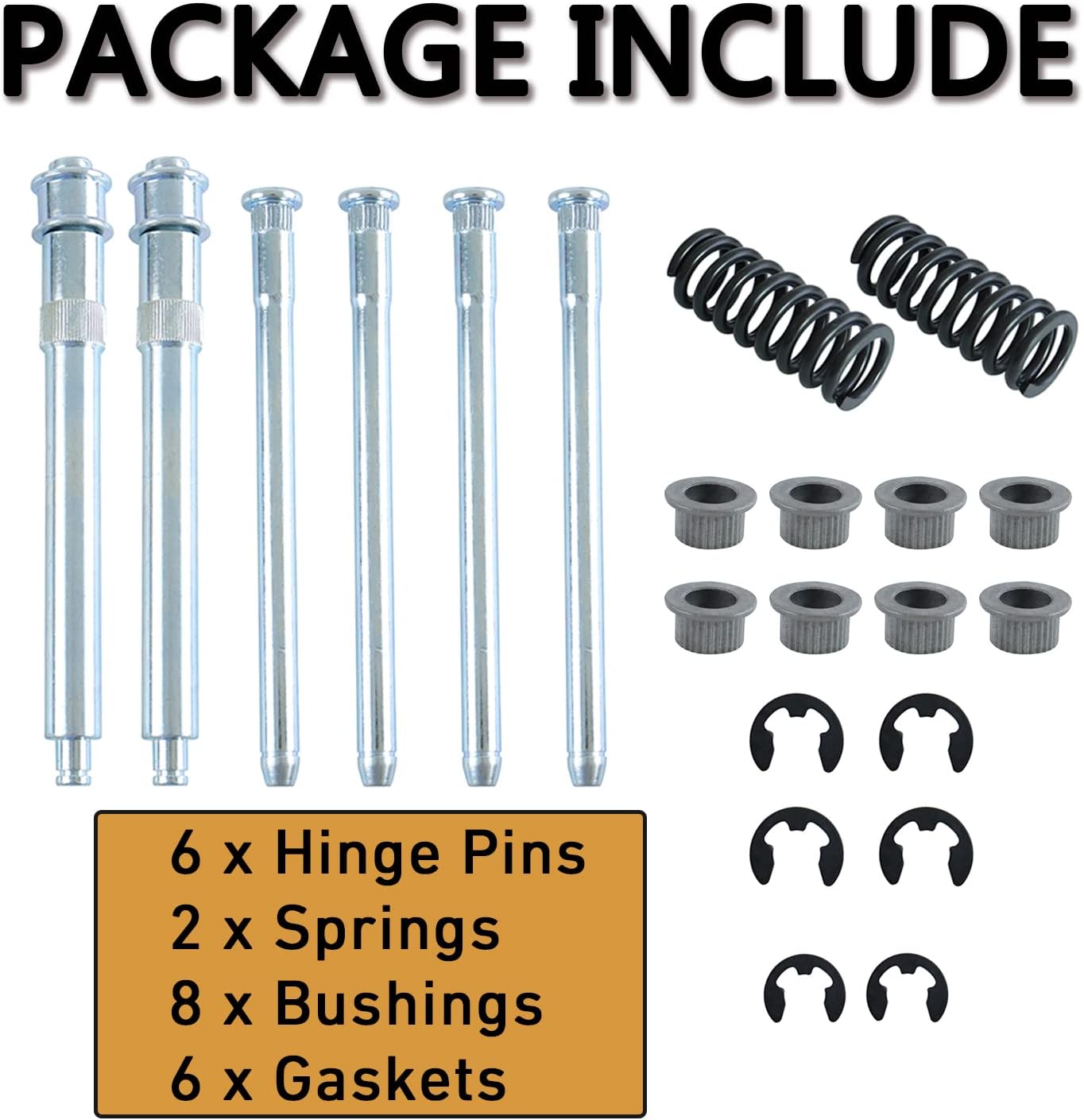 Door Hinge Pin Bushing Repair Kit with Spring Compatible with Chevrolet C1500 C2500 C3500 K1500 K2500 K3500 GMC Suburban Tahoe Car Front Driver and Passenger Side Door Hinge Kit