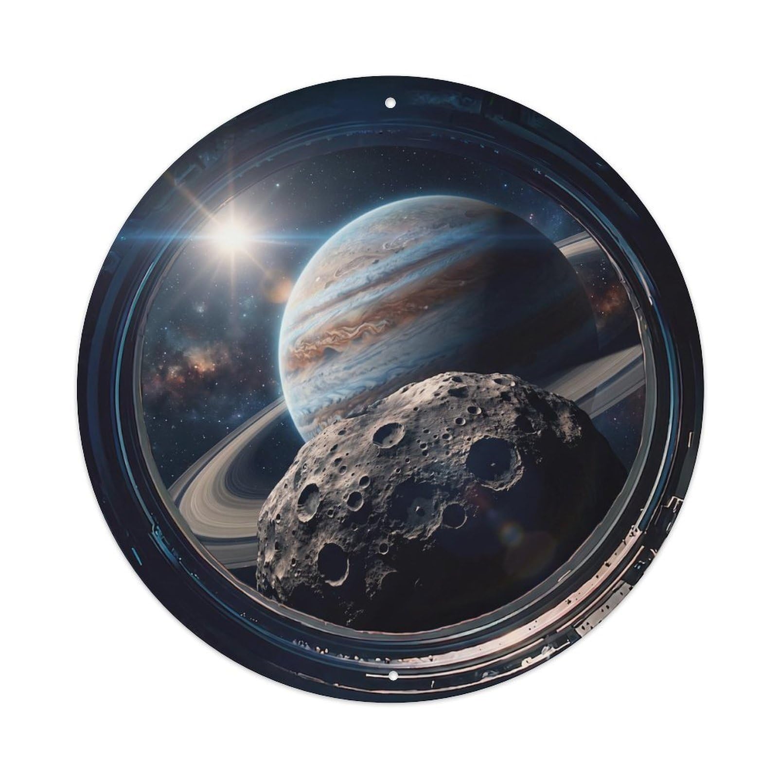 Captured Asteroid Moon View Metal Tin Sign