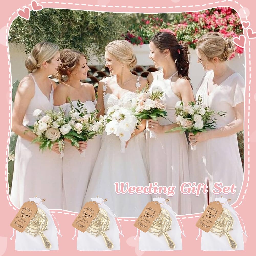 FINGERINSPIRE 36 Packung Mini Rosen Kompaktspiegel als Gastgeschenk Für Quinceañera Party Rosenblüten Handspiegel Aus Glas Mit 36 Organza Geschenktüte Mit Kordelzug 50 Geschenkanhänger 50 Juteschnüre