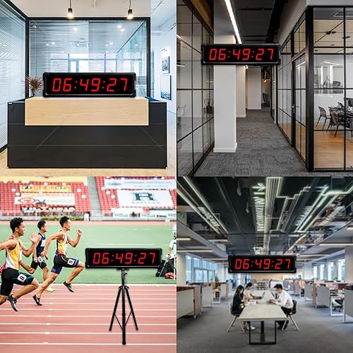 Miniatura 6 de Ousmile Reloj de doble cara con temporizador digital de pared con temporizador de pantalla grande de segundos con cronómetro, alarmas, temporizador