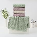 Ensemble de serviettes à main Pidada de 4 pièces motif feuille 100 % coton absorbant doux, serviette décorative pour salle de bain (marron clair)