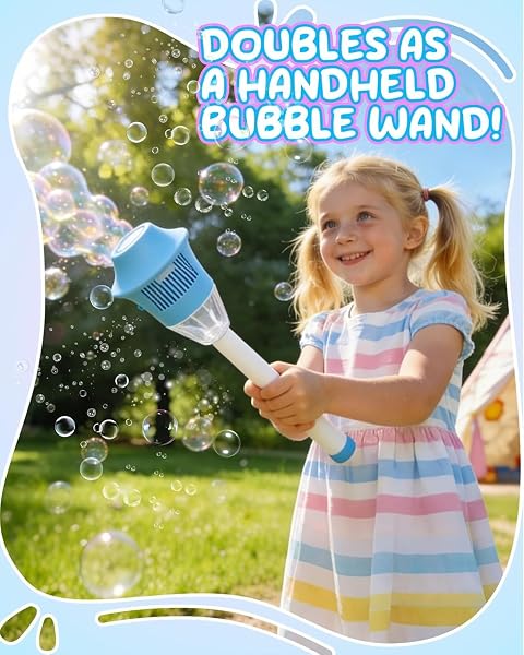 Lantern Bubble Machine Maker Stand 2 in 1 Automatic Rechargeable Standing Handheld Adjustable Height with Lights Music Torch Garden Lamp Summer Indoor Outdoor Parties Birthday Wedding - 2