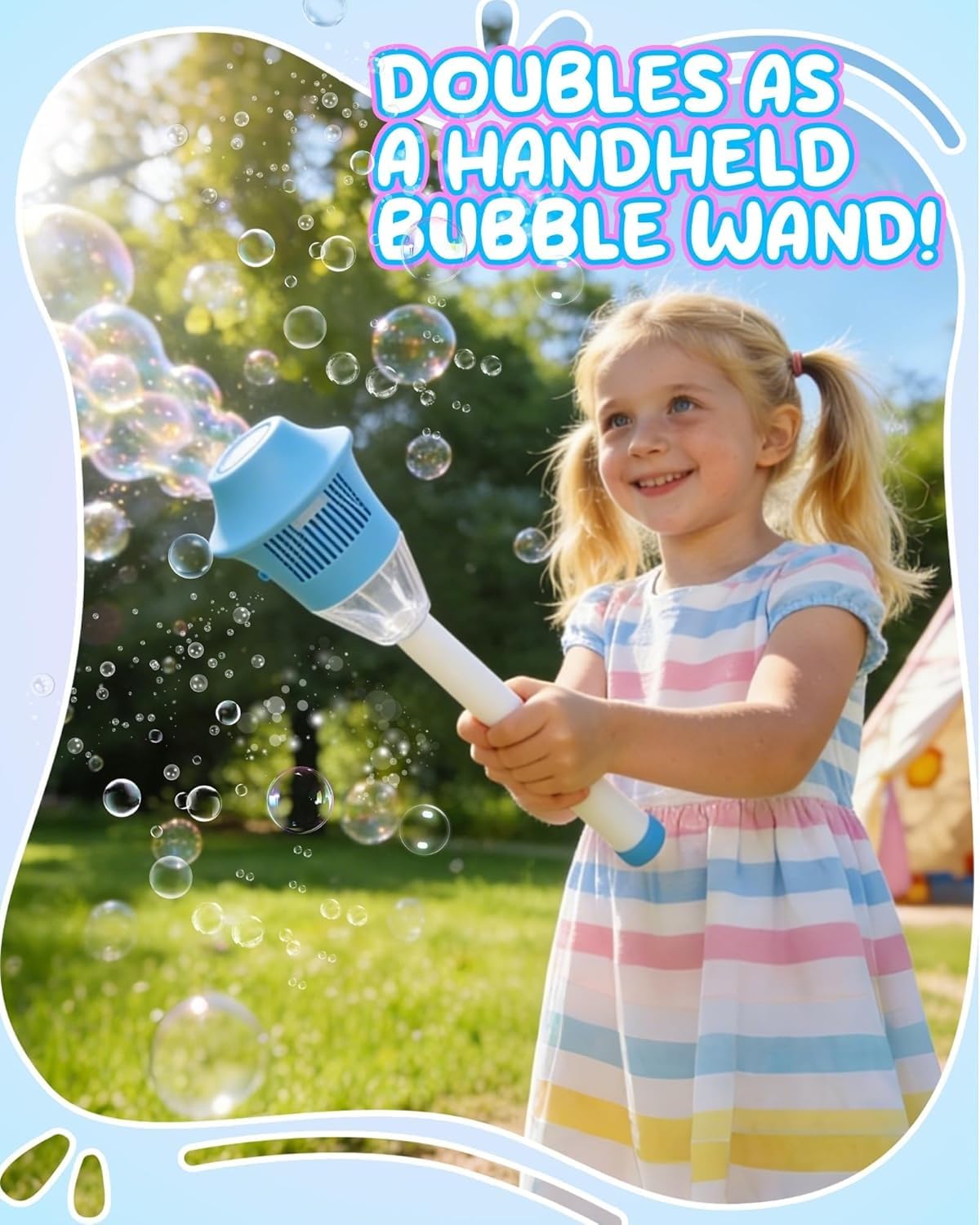 Lantern Bubble Machine Maker Stand 2 in 1 Automatic Rechargeable Standing Handheld Adjustable Height with Lights Music Torch Garden Lamp Summer Indoor Outdoor Parties Birthday Wedding - 2