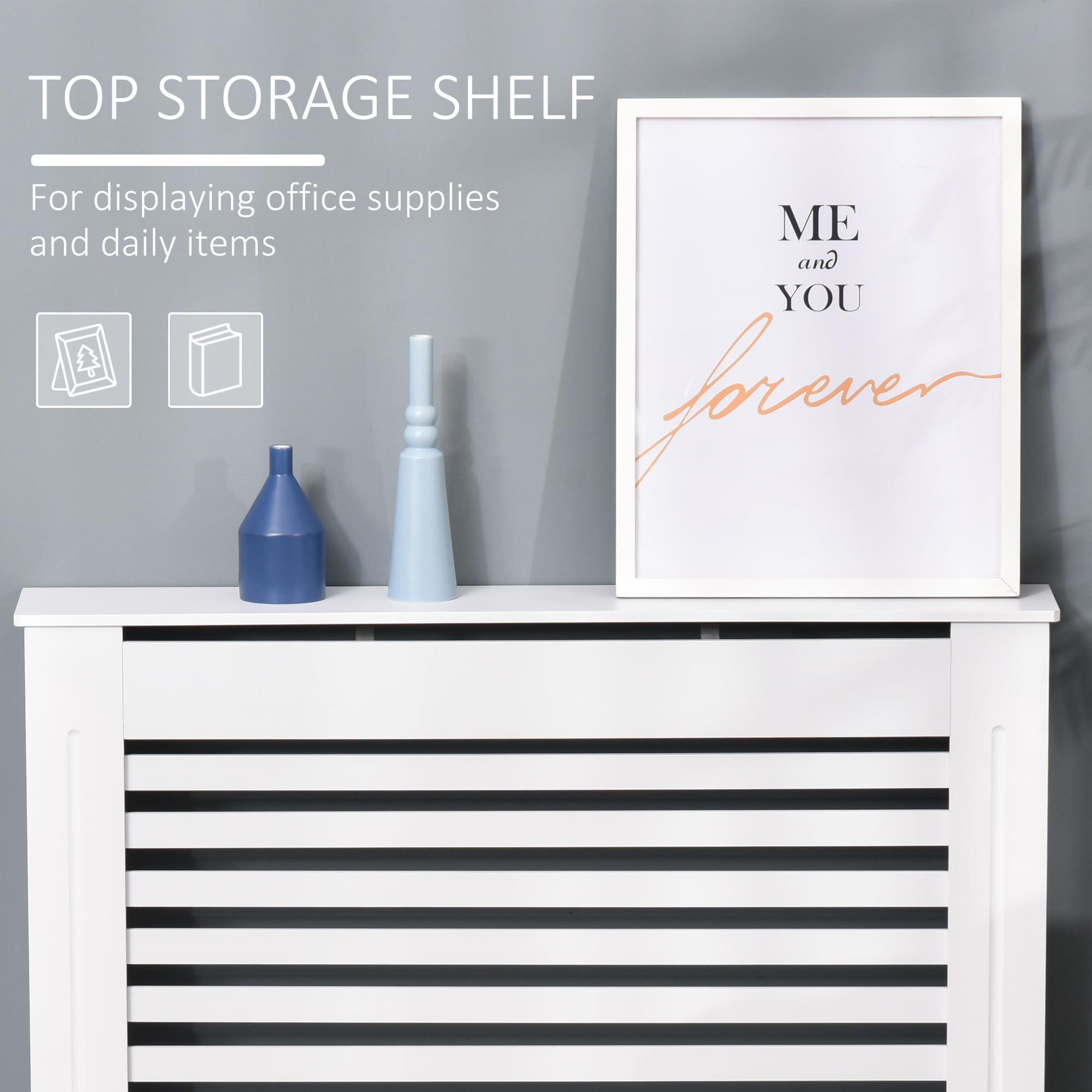 HOMCOM Cache-radiateur Couverture Radiateur 112L x 19l x 81H cm Blanc