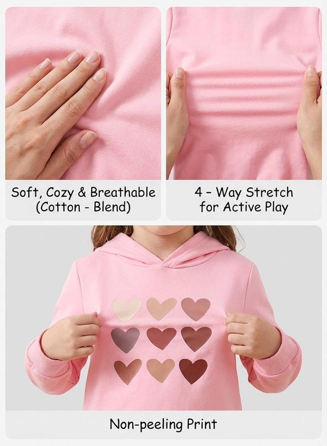 Cute Toddler Girls Sweatsuit - Valentines Heart Print Kids Fall Clothes Set Hoodie Sweatshirt Pants Spring Outfits - Image 4