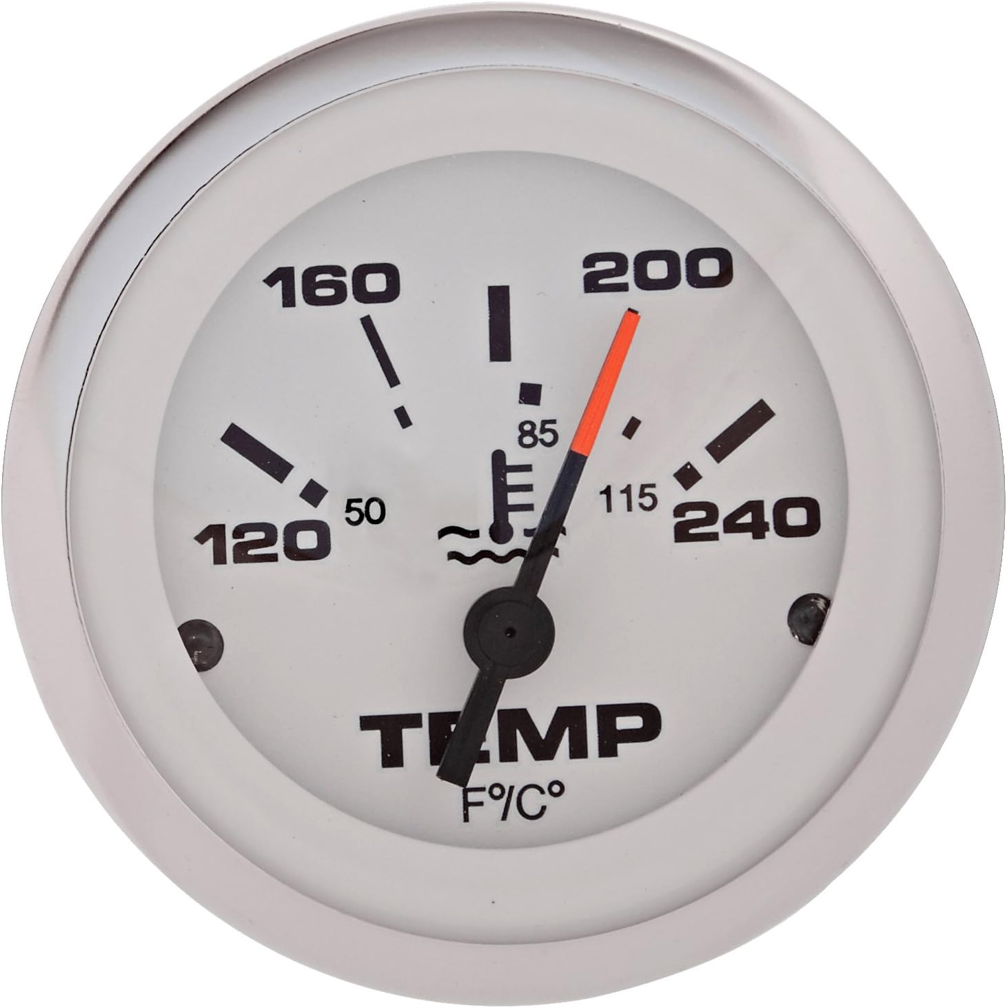 Sierra International 65509P Lido 120 to 240 Degrees F Dial Range Scratch Resistant Water Temperature Gauge, 2"