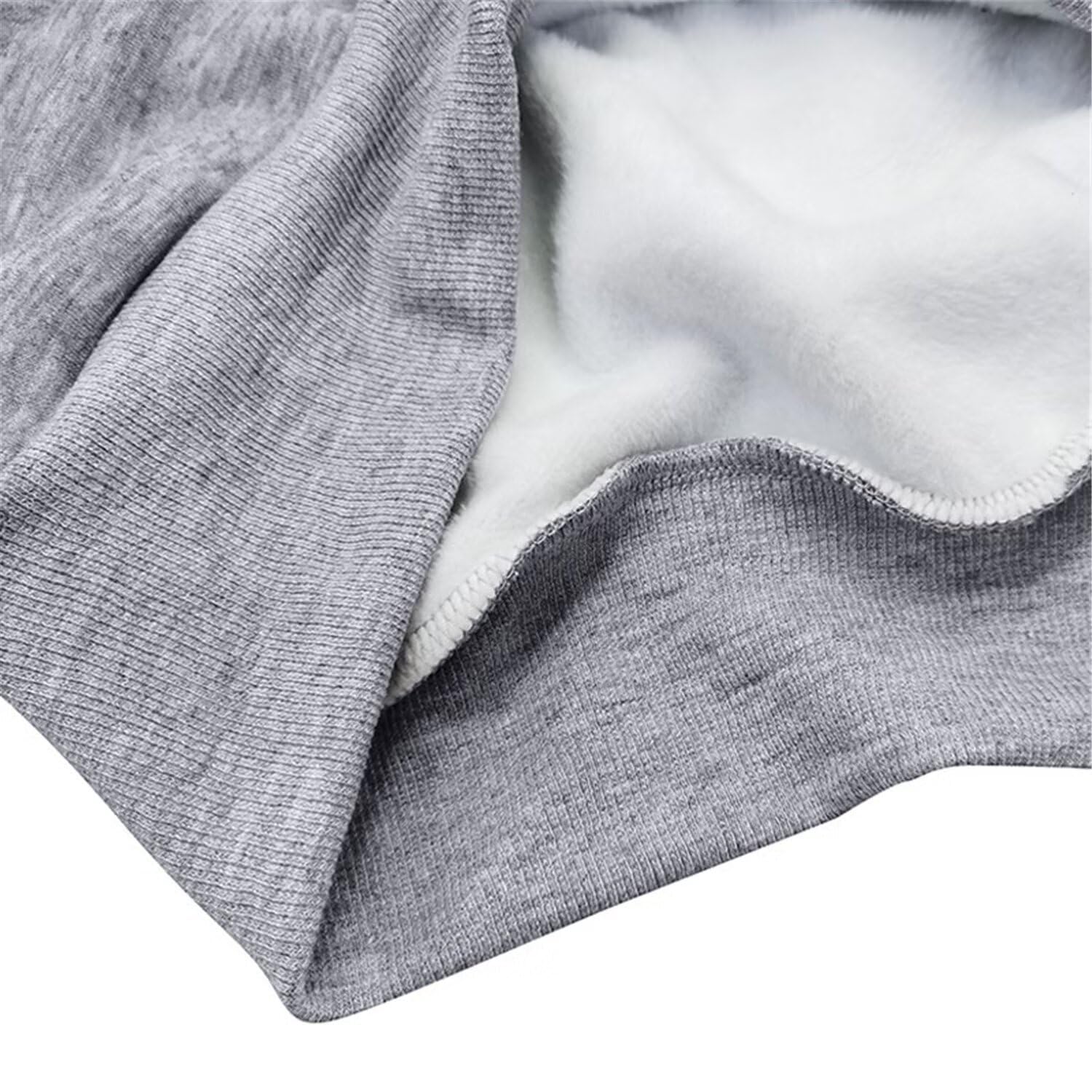 Felpa con cappuccio da uomo, alla moda, a maniche lunghe, casual, girocollo, in pile, termica, Grigio chiaro, Medium