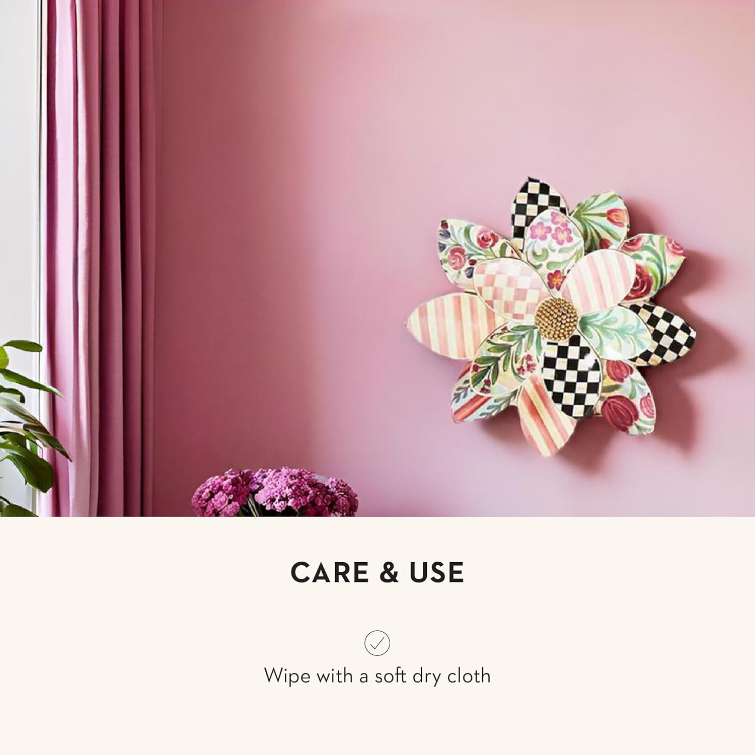 MACKENZIE-CHILDS Rosy Meadow Wall Decor, Hanging Flower Wall Art, Large