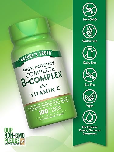 Miniatura 3 de Nature's Truth Vitamina B Complex Plus Vitamina C 100 cápsulas Suplemento vegano, sin OMG y sin gluten