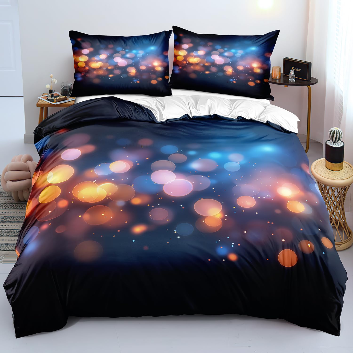 Parure de lit douce en microfibre orange rose bleu pour lit super taille
