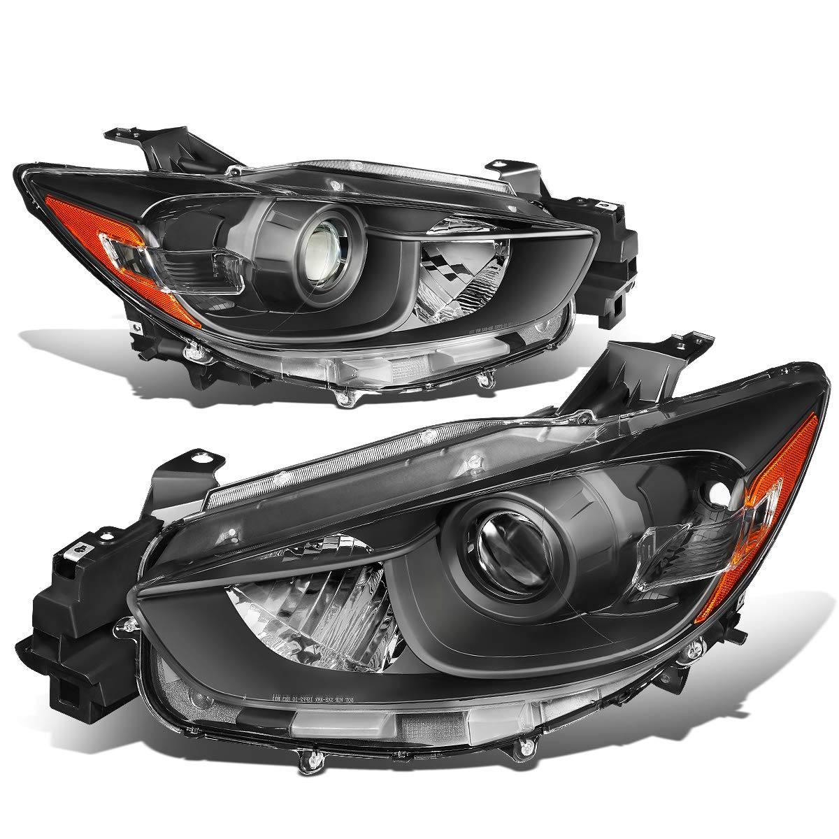 DNA MOTORING Pair Factory Style Projector Headlight Lamp Replacement Compitable with 13-16 MAZDA CX-5, HL-OH-MCX513-BK-AM