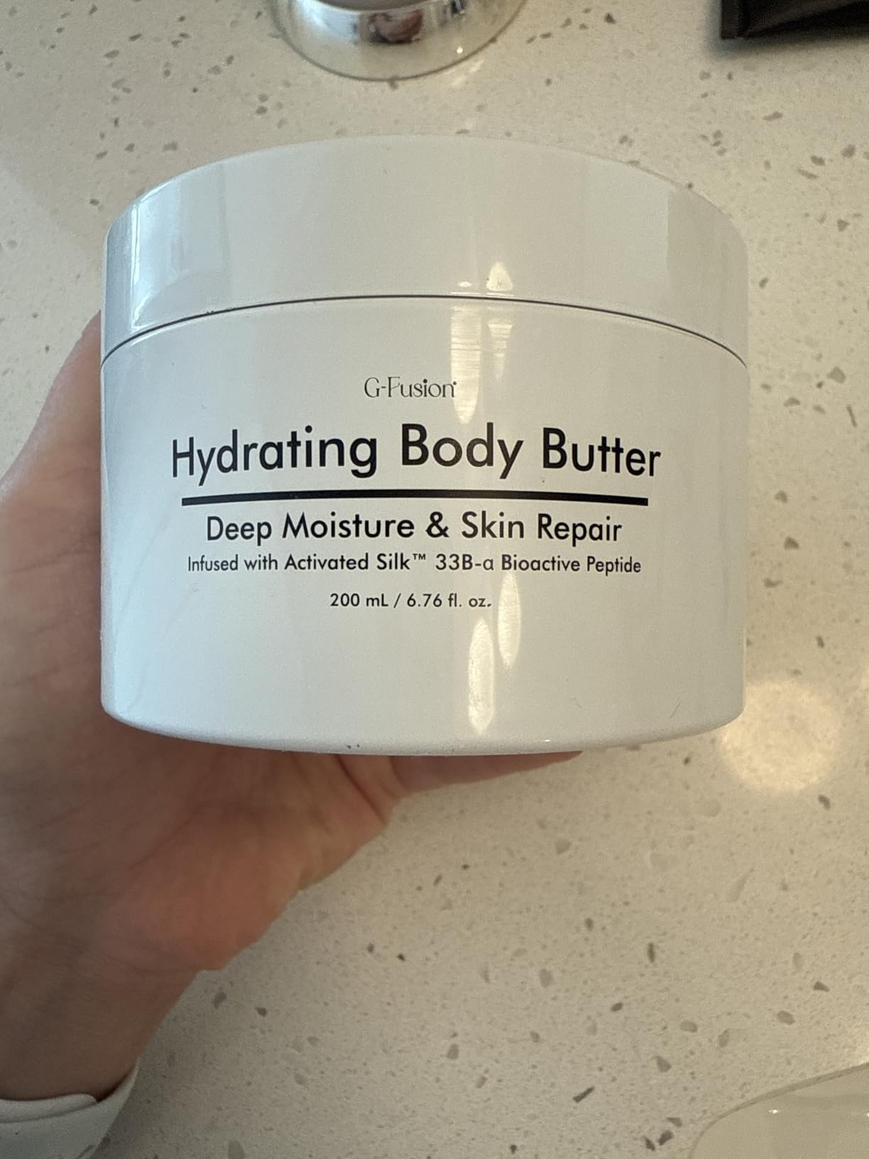 G-Fusion Hydrating Silk Peptide Body Butter - Lightweight Non-Greasy Moisturizer with Aloe Vera, Vitamin E & Herbal Extracts for Dry, Rough, and Sensitive Skin - Deep Nourishment Body Glaze & Hydration