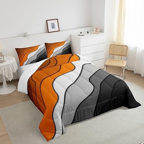 Miniatura 4 de Erosebridal Juego de ropa de cama abstracta con diseño de olas marinas tamaño Queen, juego de edredón y juegos de ropa de cama con temática de playa