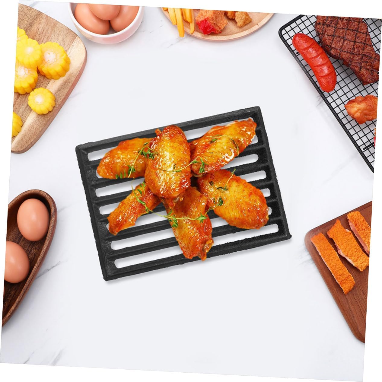 Rectangular Firewood Grate for Outdoor Fireplace Grate for Barbecue Camping and Garden Parties