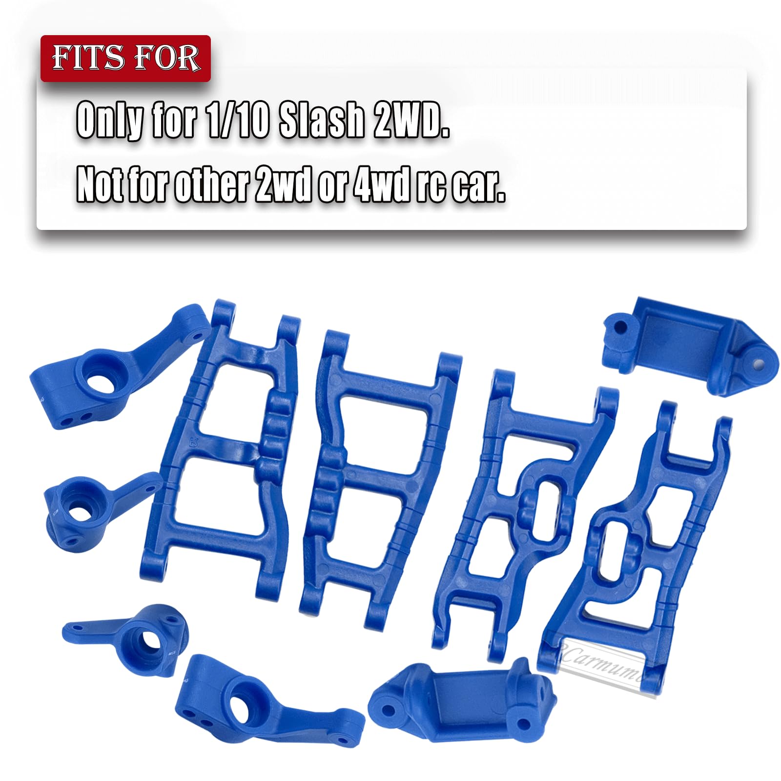 Rcarmumb Upgrades Part for 1/10 Slash 2WD,Plastic Front Rear Suspension Arm,Caster Block,Steering Blocks,Rear Stub Axle Carriers Part Set for Slash 2WD,Navy Blue