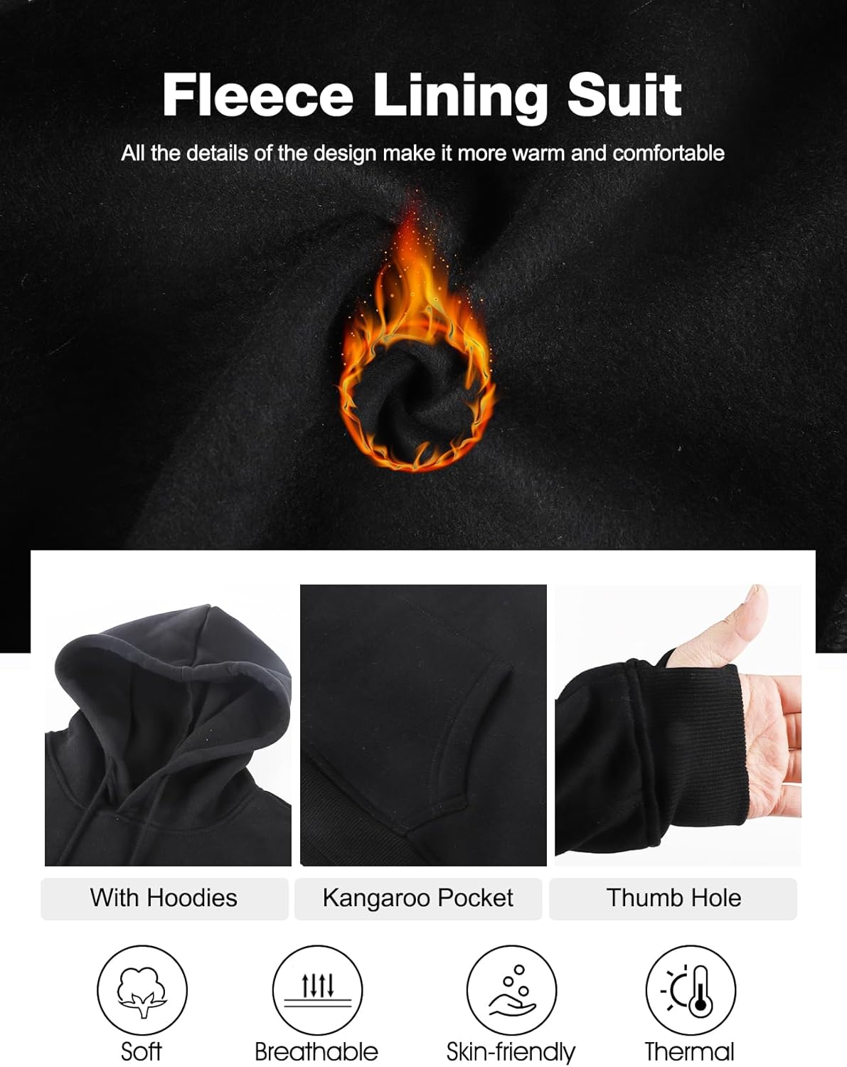 Flygo Womens Fleece 2 Piece Outfits Sweatsuit Crop Pullover Sweatshirt Joggers Pants Tracksuit Set - Image 6