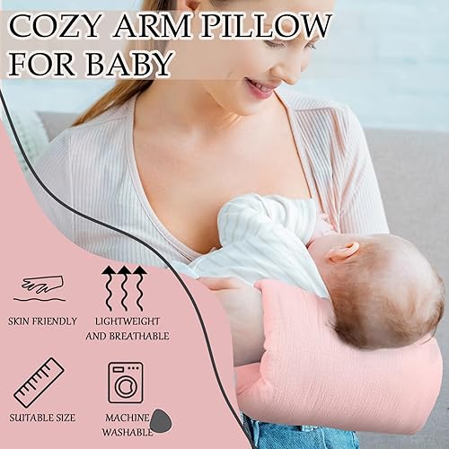 Miniatura 7 de Almohada de brazo de lactancia para lactancia materna, almohada de muselina de algodón, cuna de alimentación suave, cuna acogedora, soporte cómodo