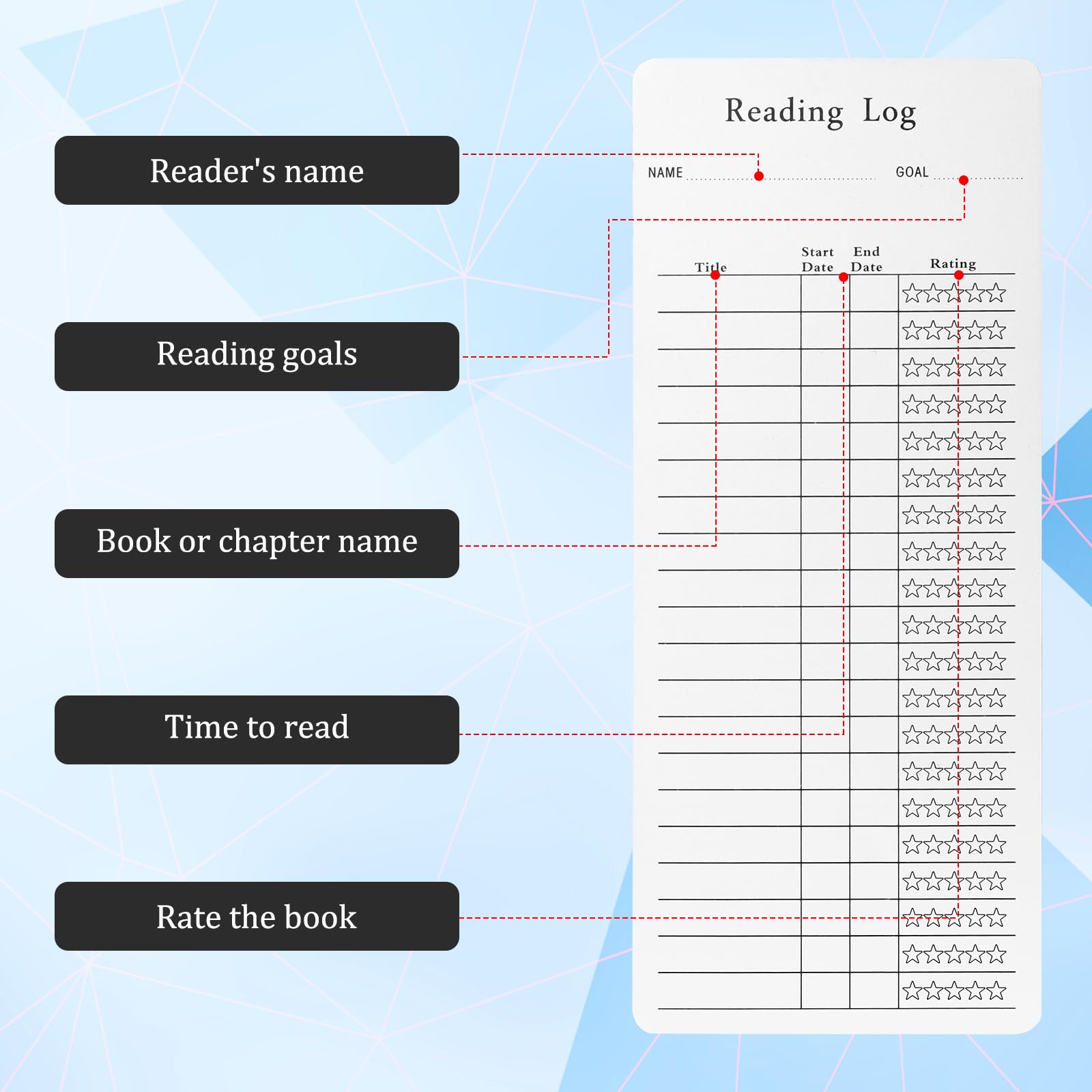 Registro di lettura Segnalibro, Elenco di lettura, Book Tracker, Tessera della biblioteca, Stampabile - Italia