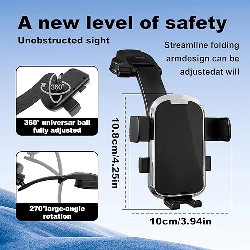 Miniatura 2 de Soporte de teléfono para tablero de instrumentos para automóvil, clip de montaje de teléfono de automóvil ajustable de 360, soporte manos libres