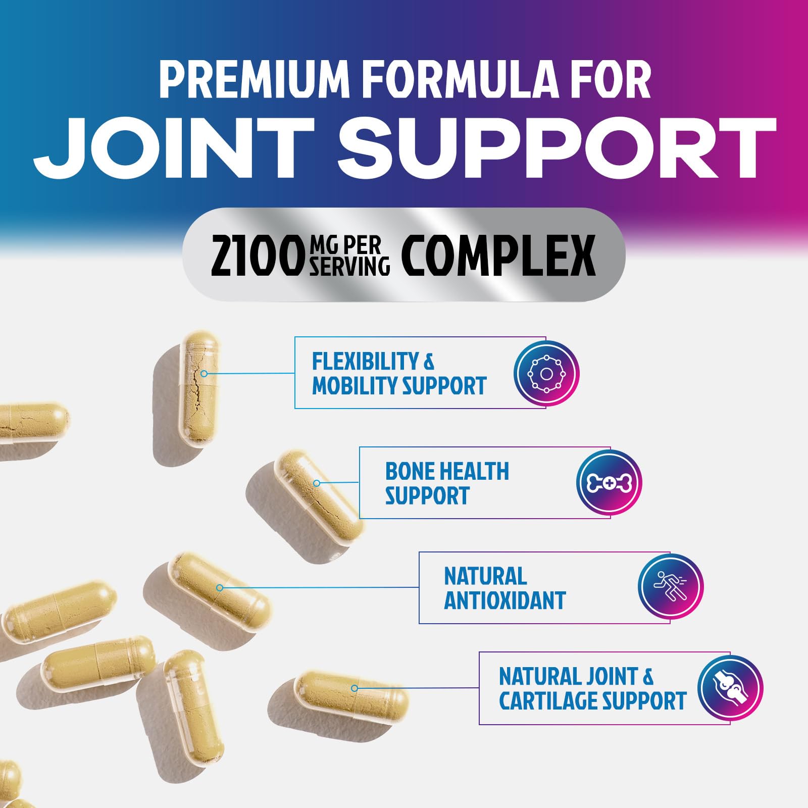Glucosamine Chondroitin MSM 2100mg - 3X Strength Joint Support Supplement with Turmeric, Glucosamine Sulfate, Boswellia - For Natural Flexibility, Cartilage, Mobility - Bottled in USA - 240 Capsules — Amazon image 5