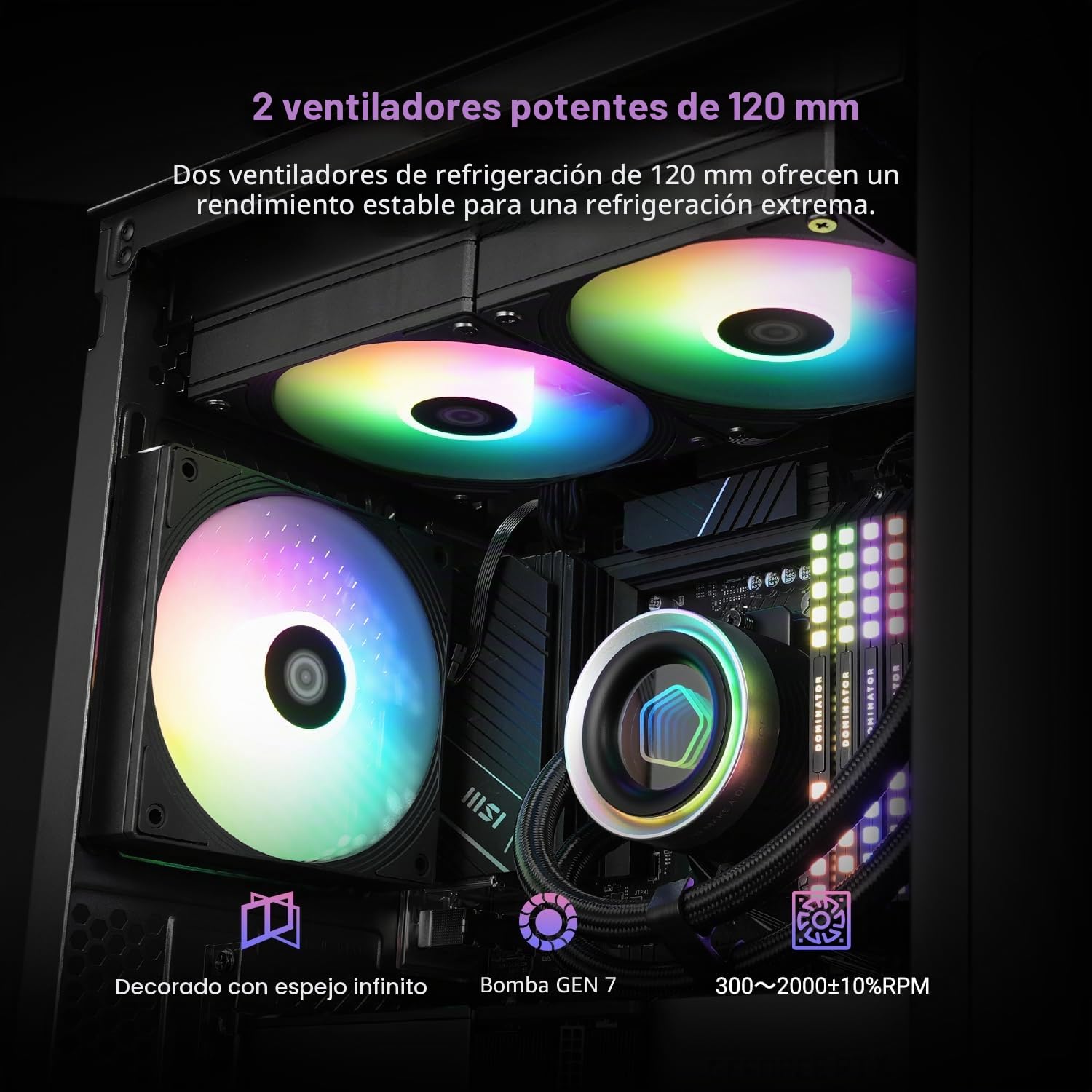 ID-COOLING FX240 INF - Enfriador de CPU AIO de 240 mm, ARGB, bajo nivel de ruido