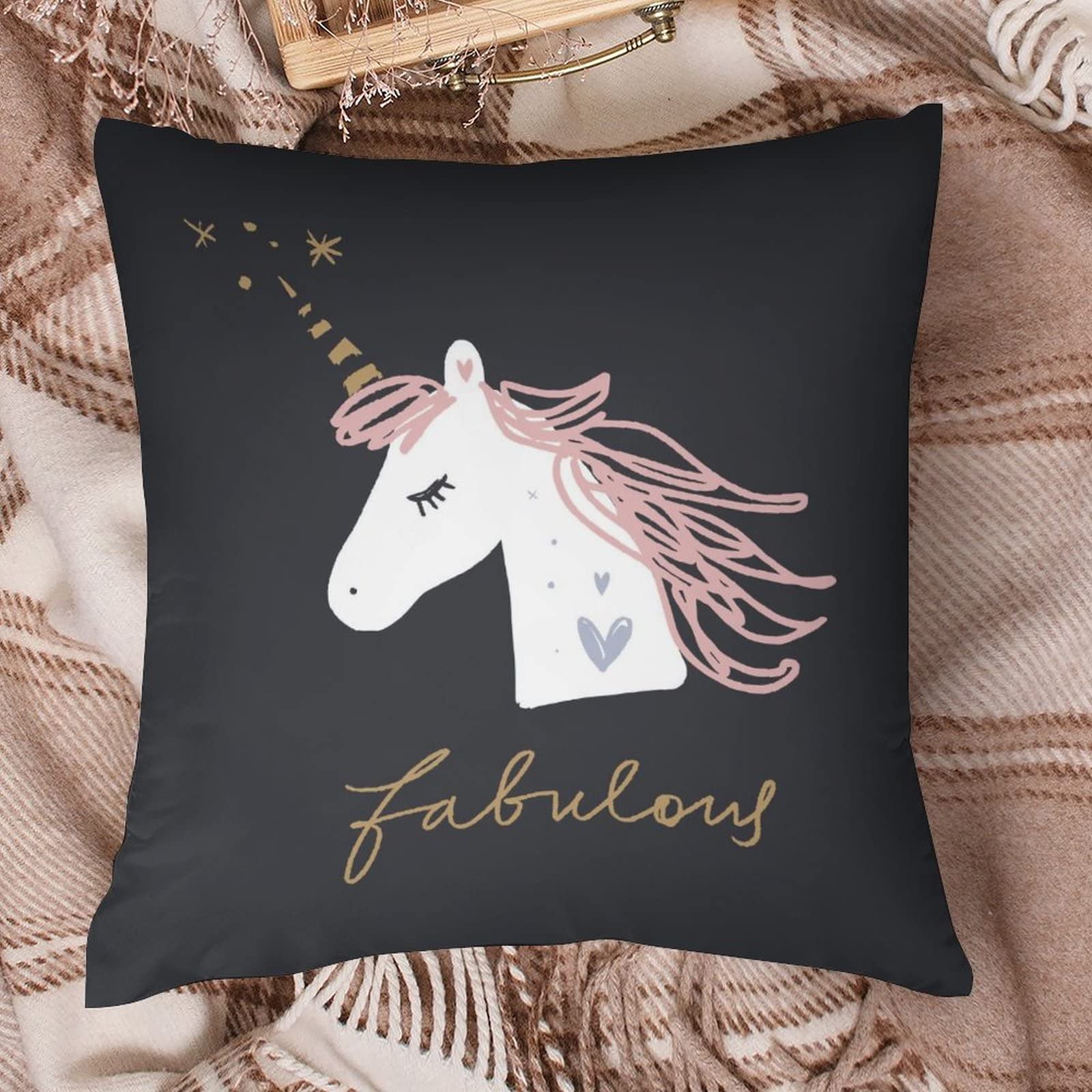 Yinsili Federe Per Cuscino 40x40 Con Paillettes Reversibili Unicorno – 2 Pezzi – Solo Federe (senza Imbottito)
