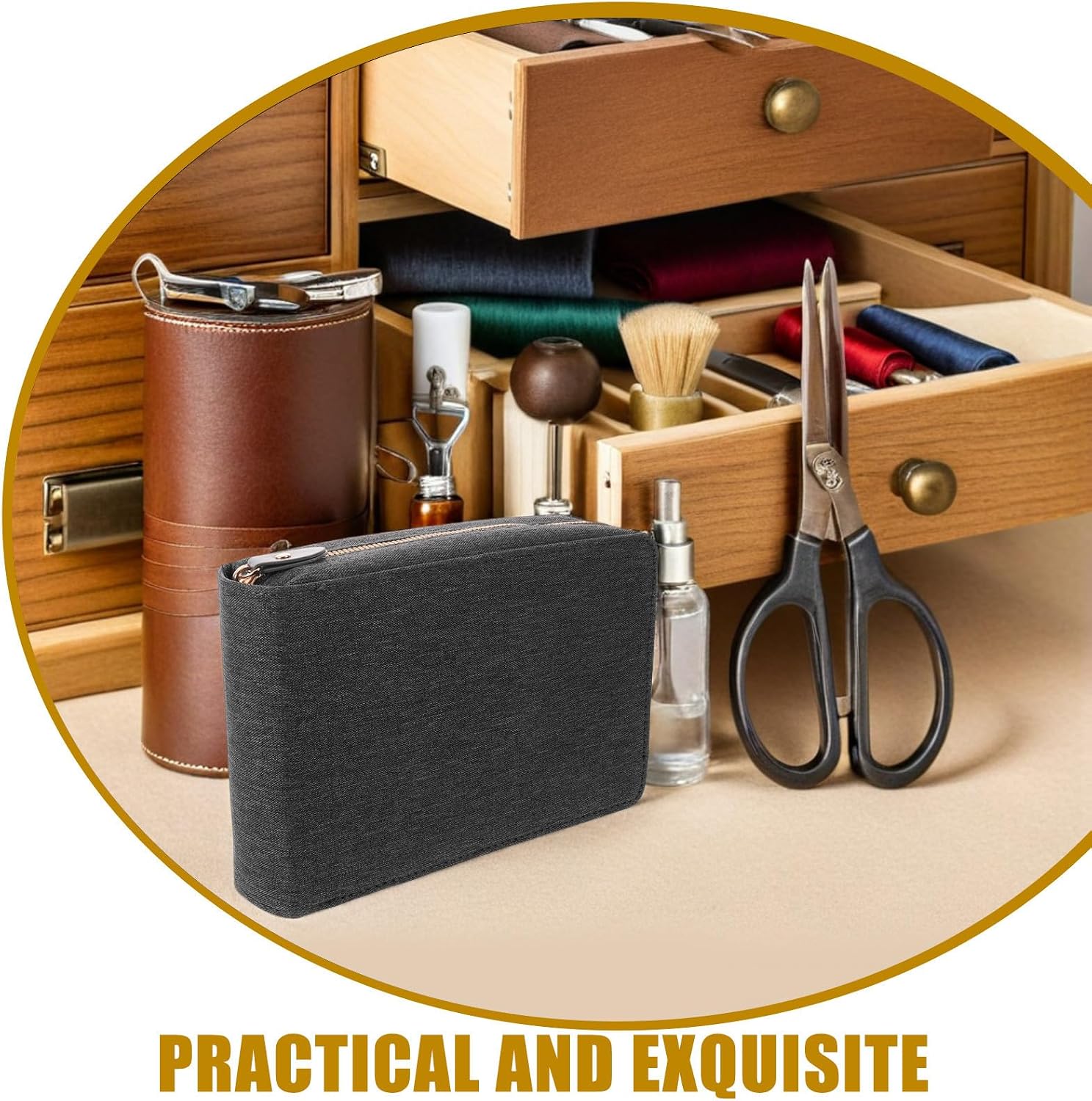 Zippered Circular Knitting Needle Storage Case with Multiple Slots