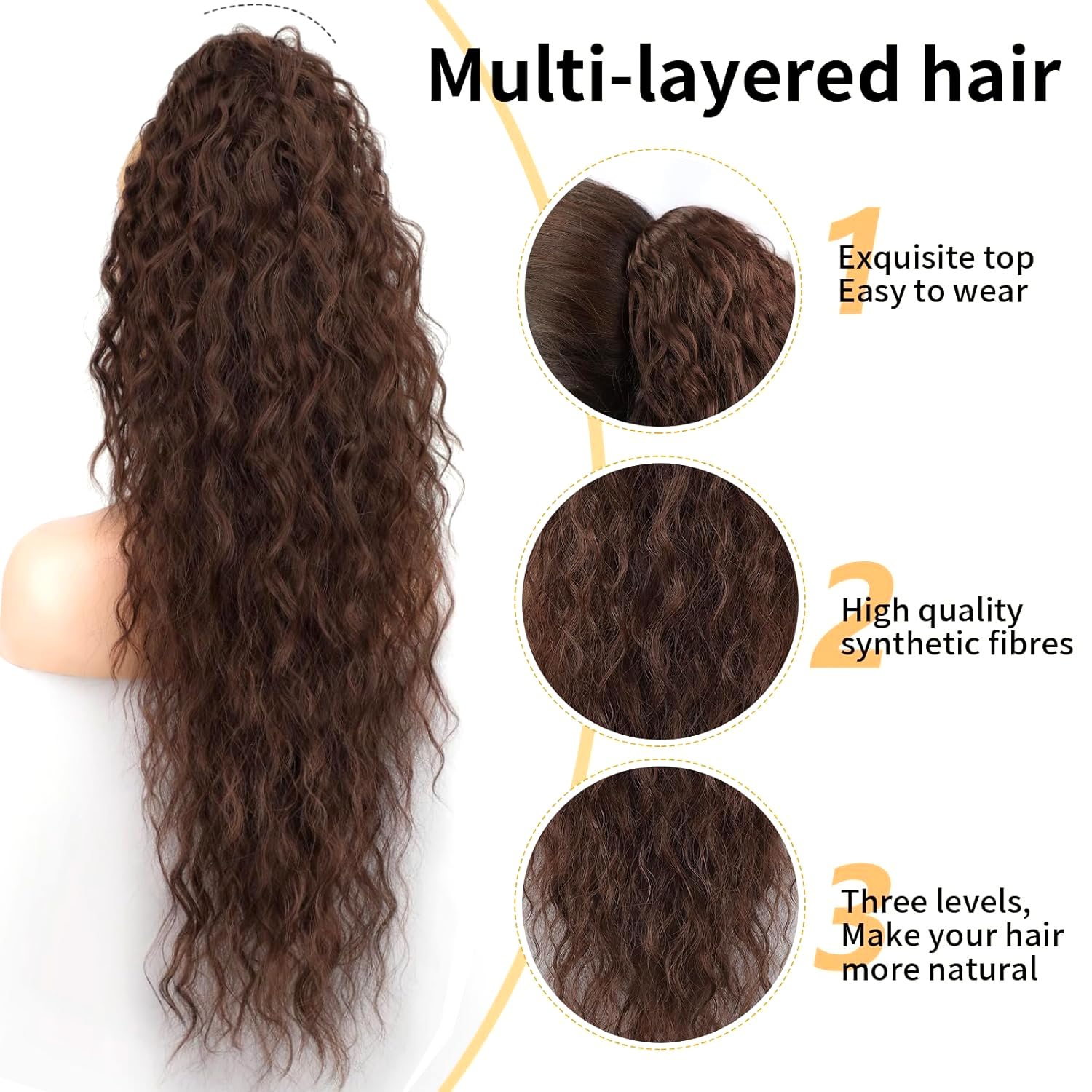 PORSMEER Claw Ponytail Hair Extension 30 inches - Image 3