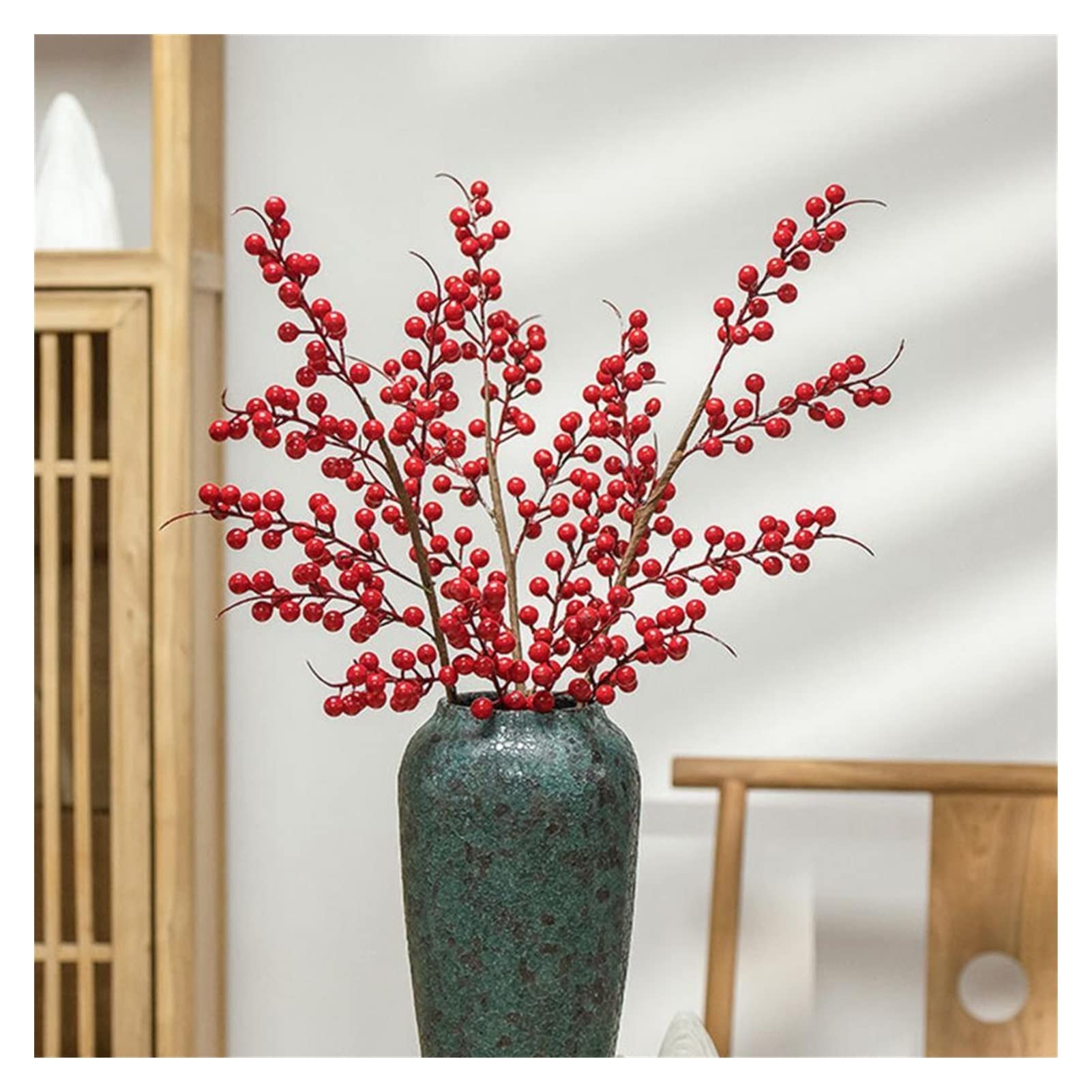 Riceshoot Künstliche Zedernzweige Mit Weißen Beeren – 47cm, Gefrostet, 14 Stück, Für Weihnachtsdeko