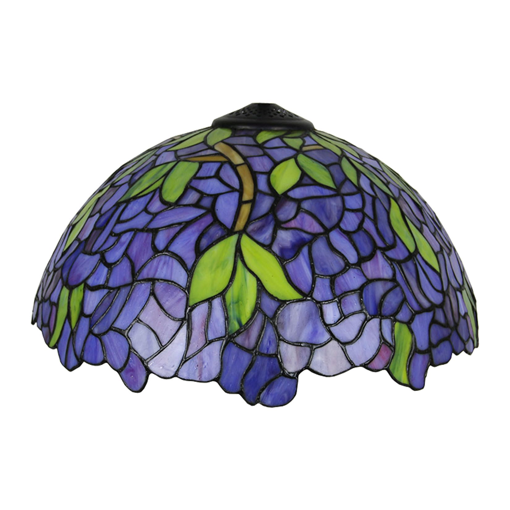 SaryEdge 16 Inch Wisteria Lamp Shade Replacement Only Tiffany Stained Glass Lamp Chimney, Vintage Handmade Green Leaf Blue Elegant Floral Light Cover Accessories for Table Lamp Floor L，
