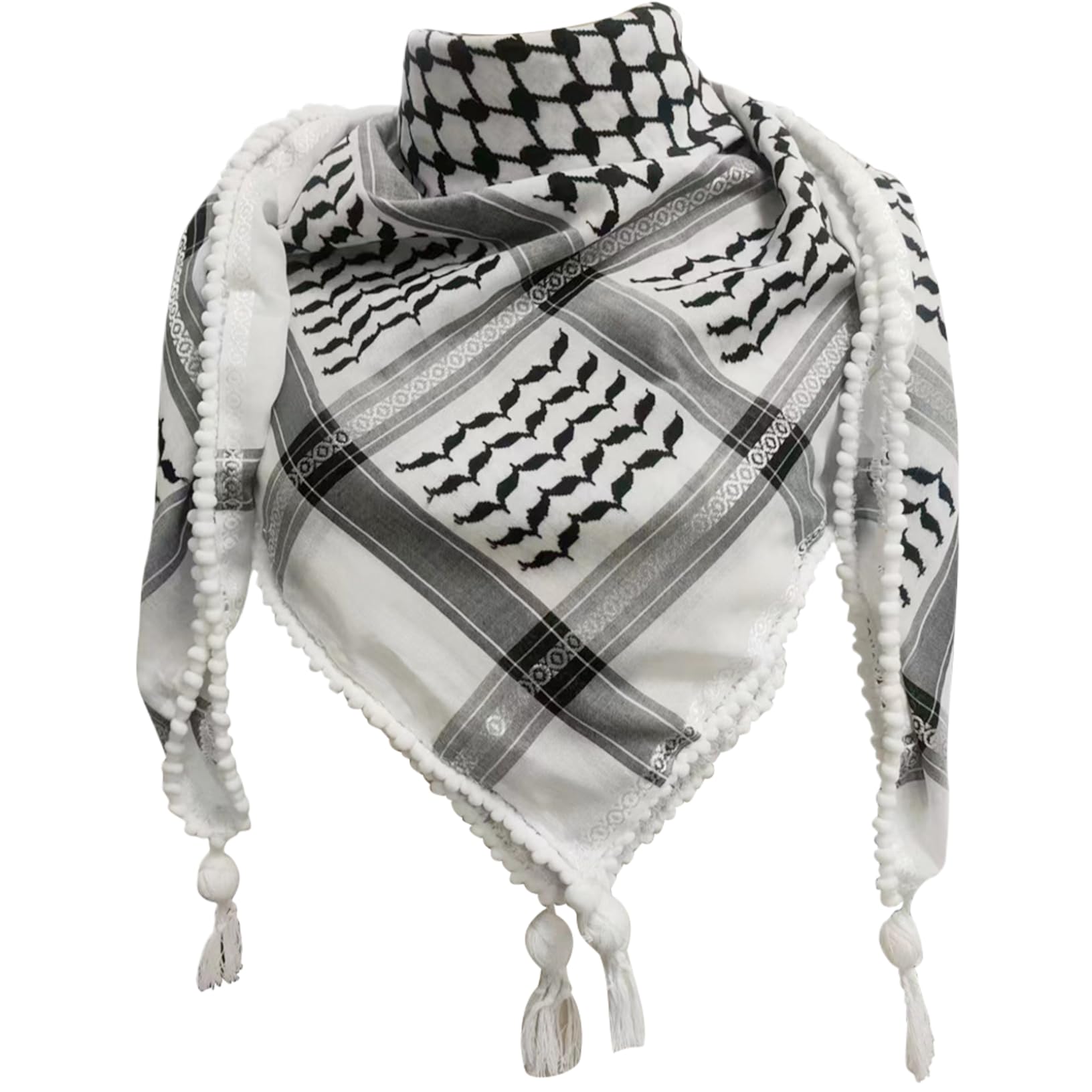 Licsaliwe Unisex 48X48'' Palestine Scarf, Cotton Keffiyeh Shemagh Arab Headscarf With Tassel, Neck Wrap /48X48in