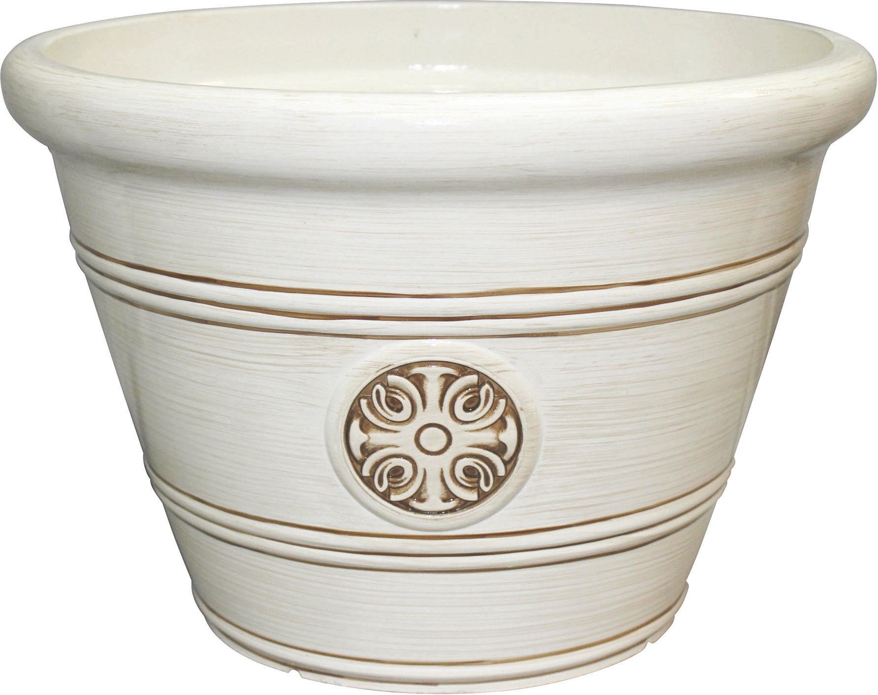 ATT SOUTHERN HDP-012504 Modesto Indoor/Outdoor Pot Planter with Drainage Hole & Plug, 16.38 qt. Capacity, Ivory