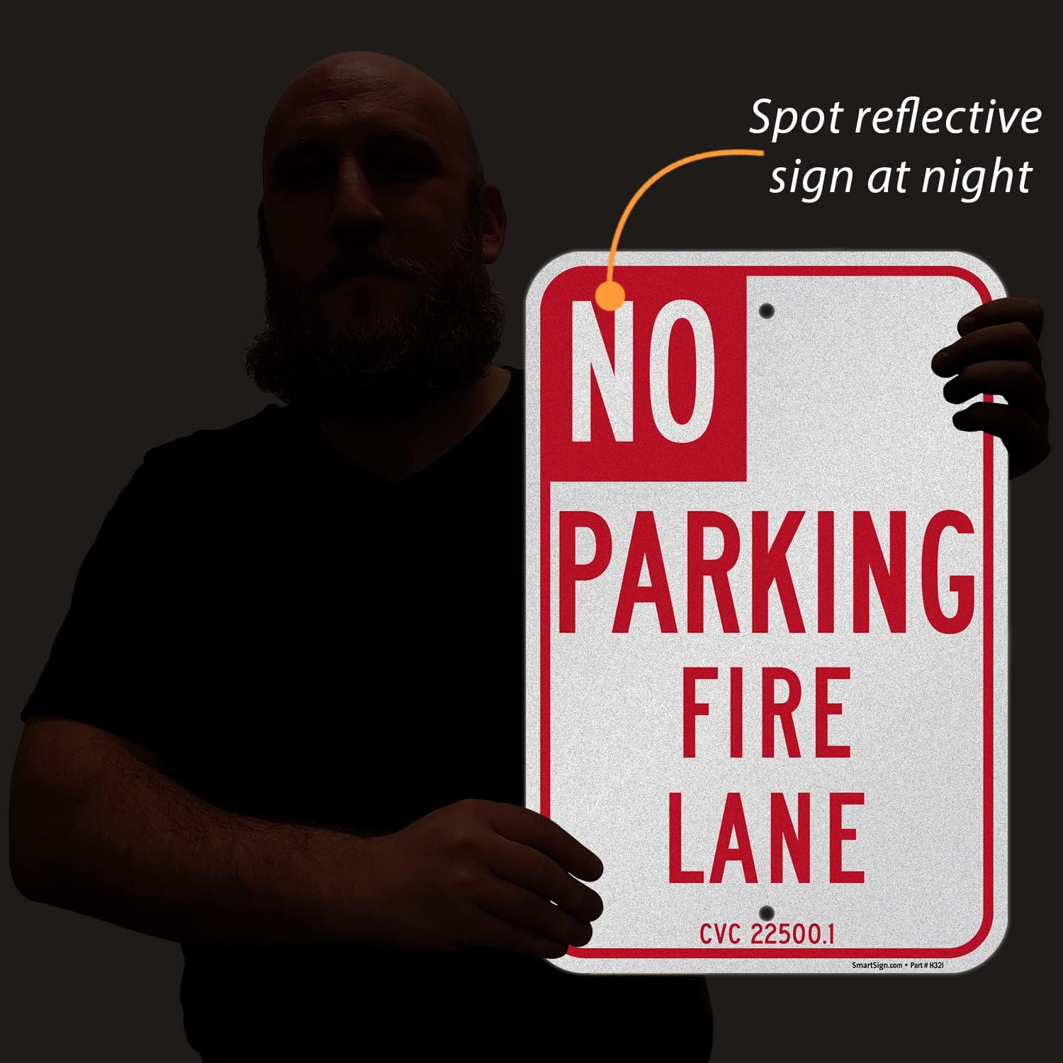 SmartSign 18 x 12 inch “No Parking Fire Lane” Metal Sign, 120 mil Aluminum Composite (ACM), Engineer Grade Reflective Material, Red and White