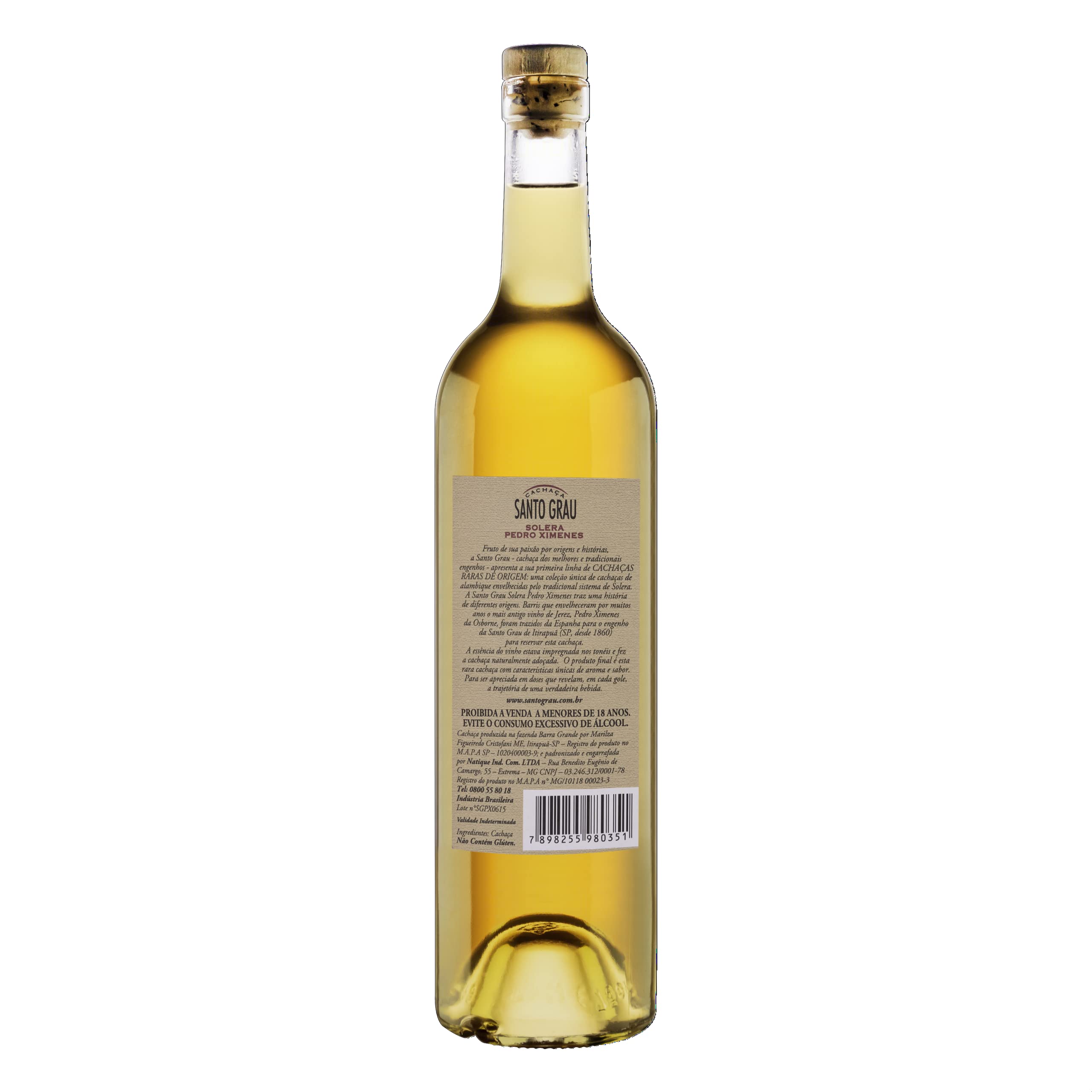 Santo Grau Solera P.X. Cachaça | Reifung im traditionellen Soleira-System | Vollmundiger Geschmack von Wein & Trauben | 1 x 700ml