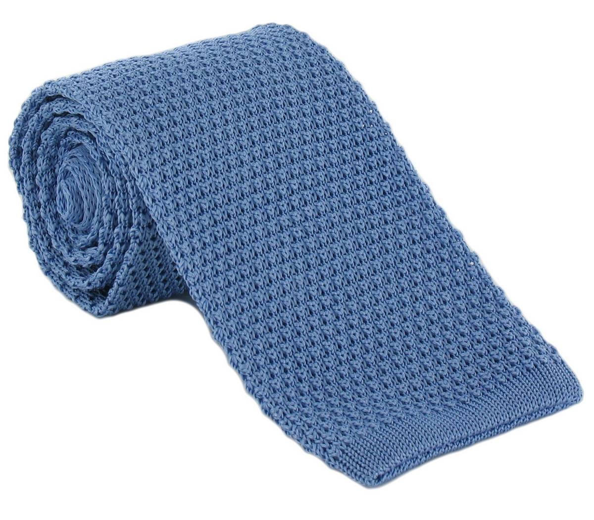 Himmelblaue Seiden-Strickkrawatte von Michelsons