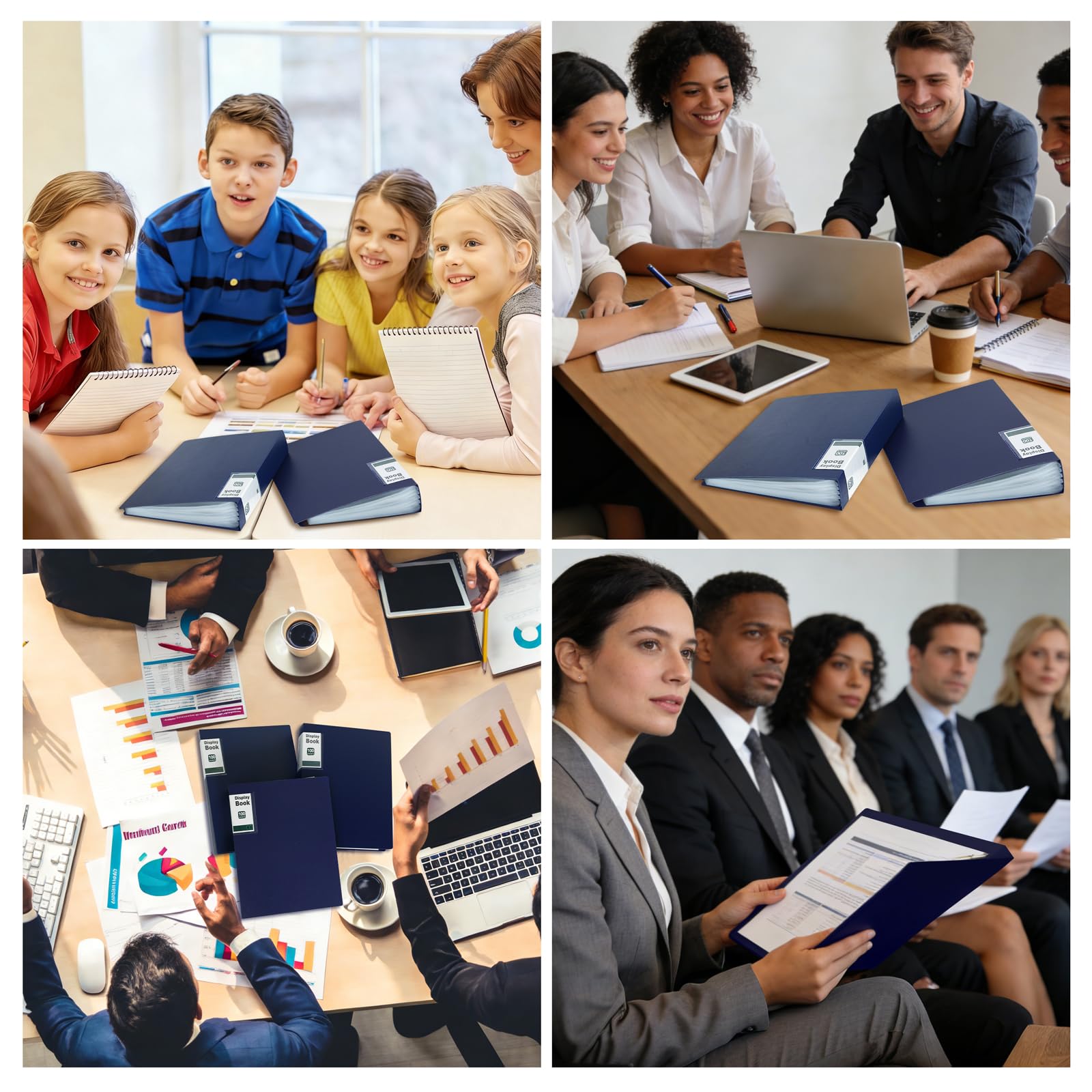 Lot de 2 Porte-Vues A4,Protège-Documents avec 100 Pochettes(Bleu) | 200 Vues