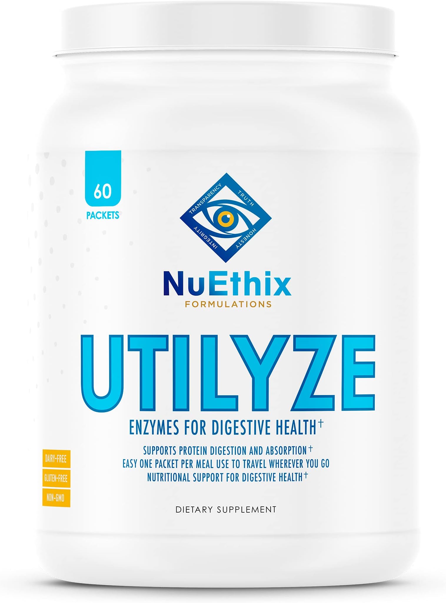 Utilyze Enzymes for Digestive Health, Aids Digestion and Nutrient Absorption, 60 Travel Packets