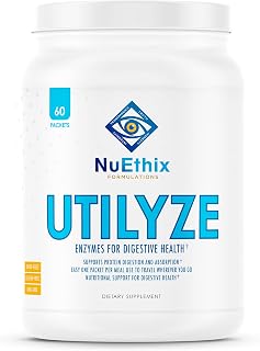 NuEthix Formulations Utilyze Enzymes for Digestive Wellness, Dietary Supplement for Nutrient Absorption, 60 Travel Packets