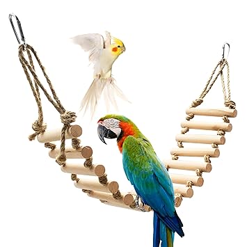 Seaokais Bird Ladder Wooden Bridge for Birds Parakeets Hamster and Small Animals