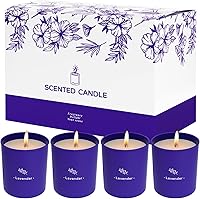 Vista 8 de Velas aromáticas de lavanda para el hogar, velas perfumadas de 8 onzas, cera en tarro morado, hechas con soja para mujeres, 45 horas de combustión