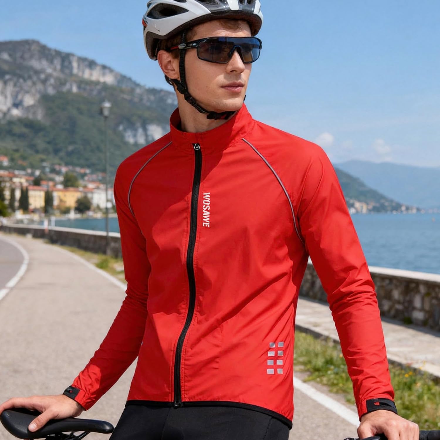 WOSAWE Men's Cycling Wind Jacket Reflective Ultralight Windbreaker - Image 2