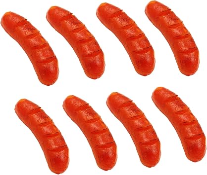 8 Pack Artificial Hot Dog Fake Sausage Simulated Food Props for Display Lifelike Food Model Kitchen Home Hot Dog Decor Party Decoration Photography Props